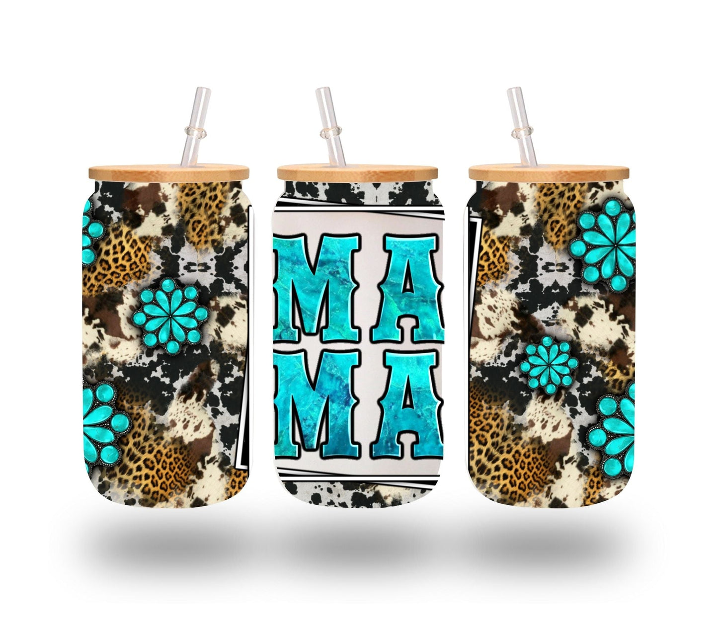 Turquoise Mama- UV DTF 16oz Libbey wrap