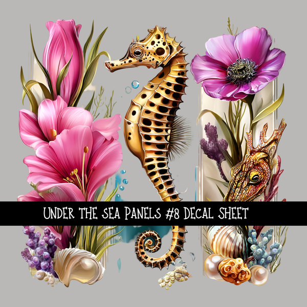 Under the Sea panels UV DTF Decal sheets 8 Designs to choose from
