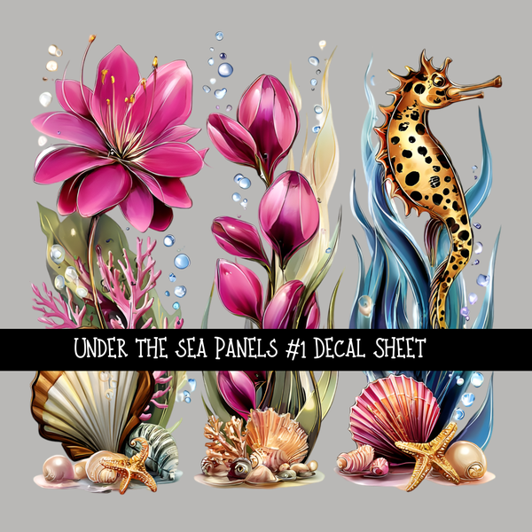 Under the Sea panels UV DTF Decal sheets 8 Designs to choose from