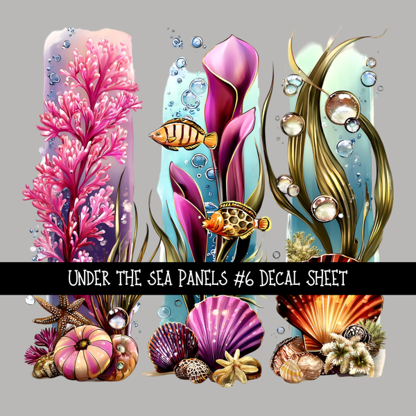 Under the Sea panels UV DTF Decal sheets 8 Designs to choose from