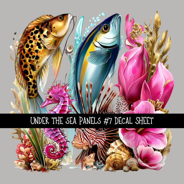 Under the Sea panels UV DTF Decal sheets 8 Designs to choose from