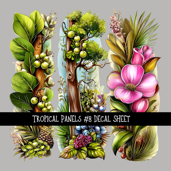 Tropical panels UV DTF Decal sheets 9 Designs to choose from