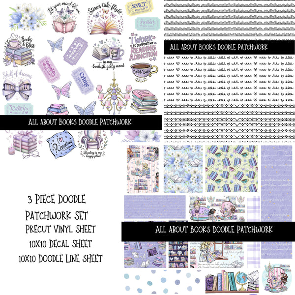 All about Books Doodle Patchwork  Set
