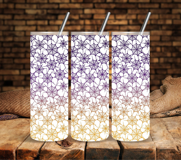 Spiderweb Orange and Purple UV DTF tumbler wraps