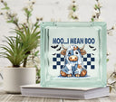 Moo I mean Boo denim Glass Block Decal