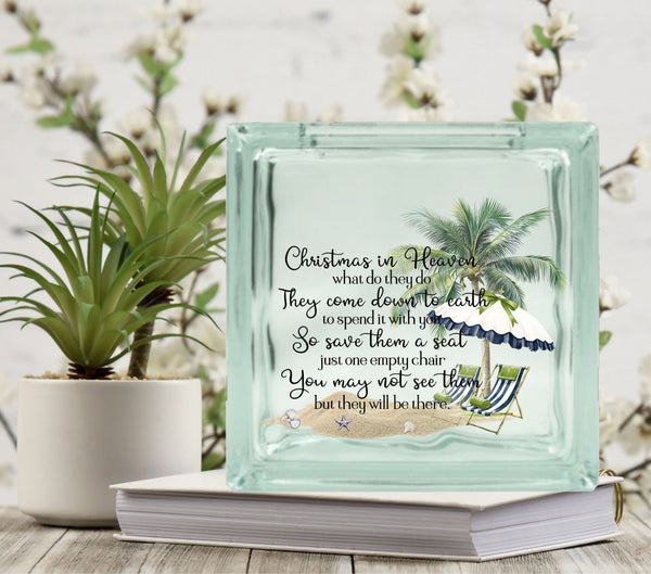 Christmas in Heaven Beach  Glass Block Decal 2 sizes available