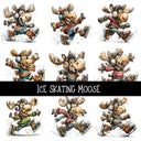 Ice Skating Moose - UV DTF Decal sheet
