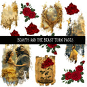 Beauty and the Beast Torn Pages and Flowers UV DTF Decal sheets
