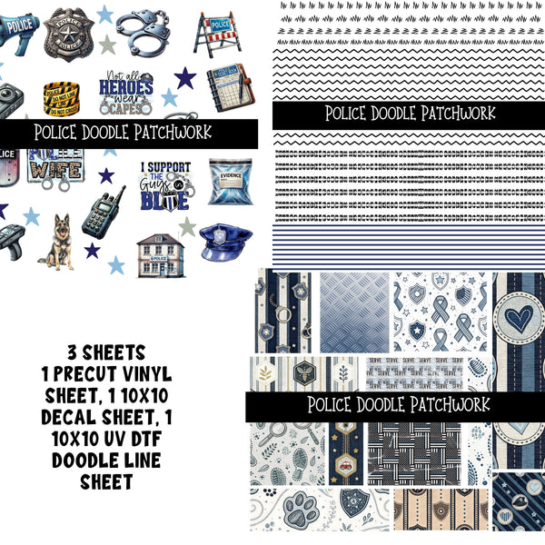 Police Doodle Patchwork Set