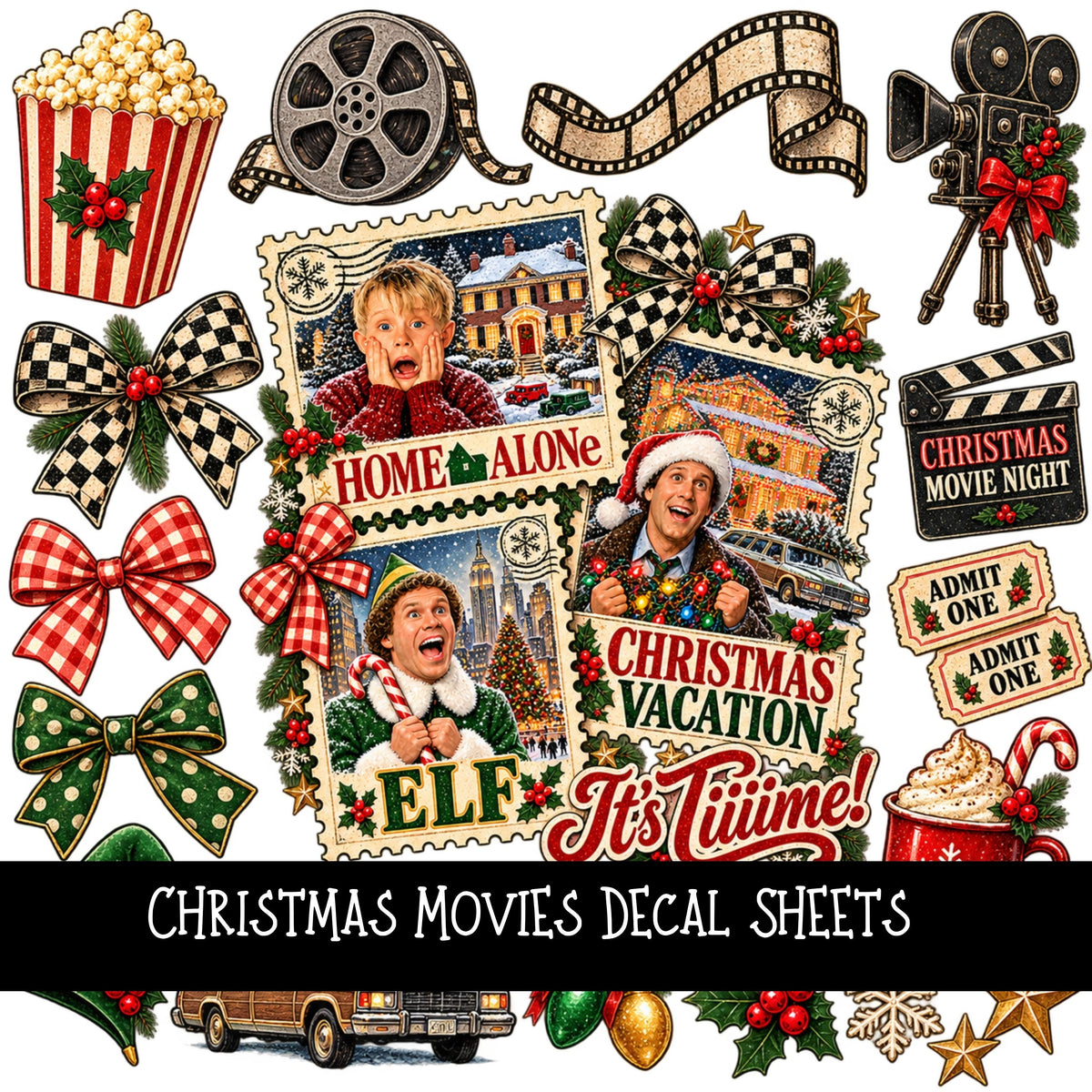 Christmas Movies UV DTF Decal sheets