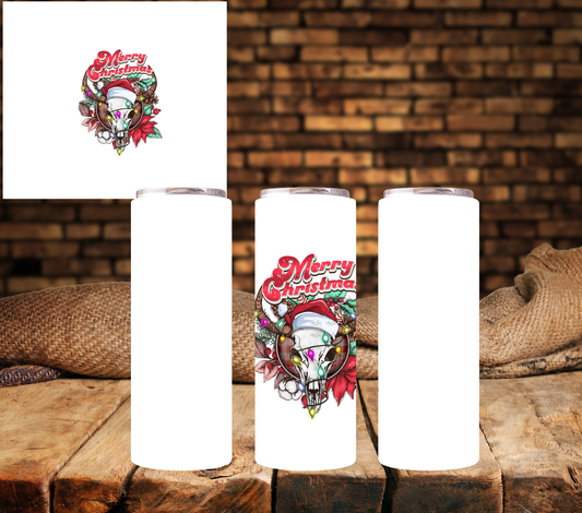 Merry Christmas Bull Skull - UV DTF Decal