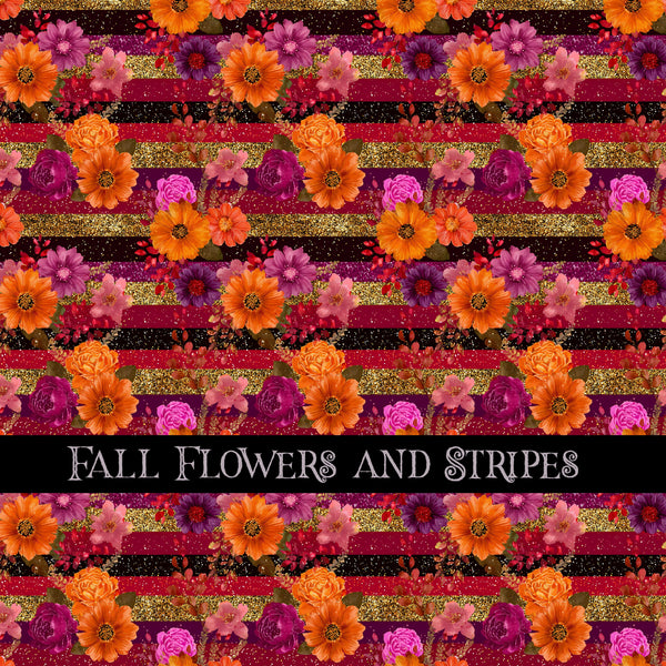 Fall Flowers and Stripes 12x12 vinyl sheet