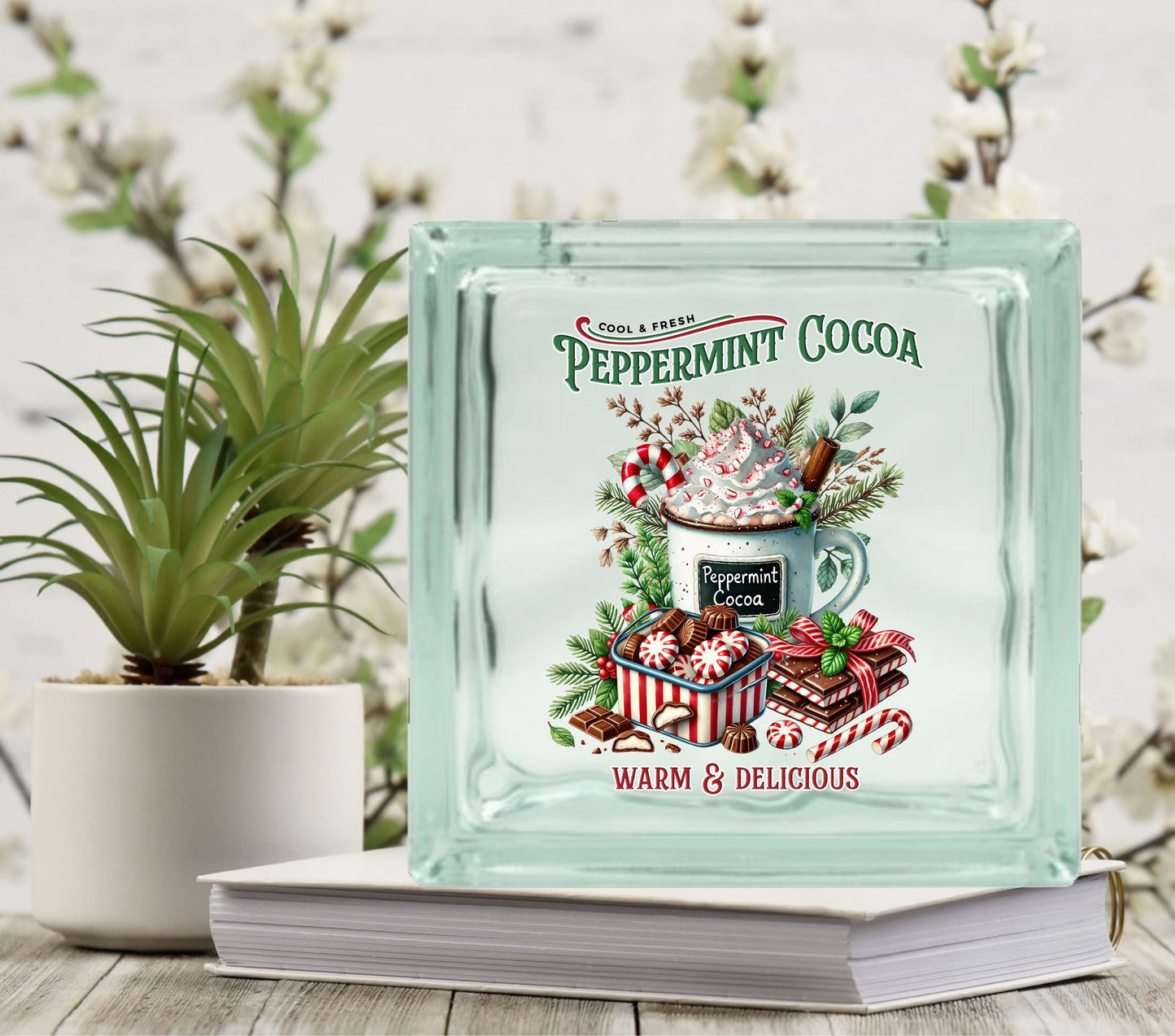 warm and Delicious Glass Block Decal 2 sizes available