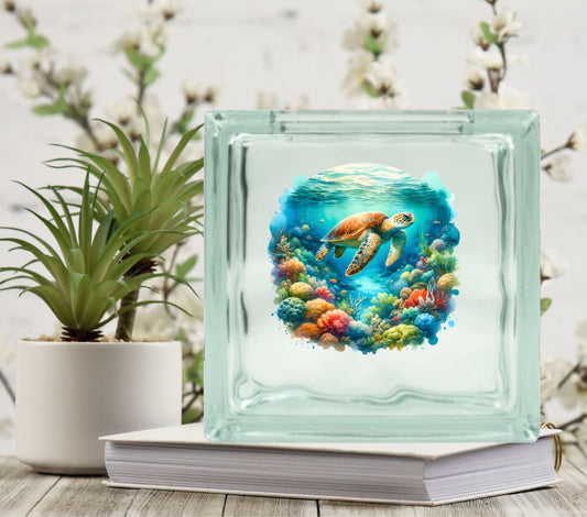 Sea Turtle 1 Glass Block Decal