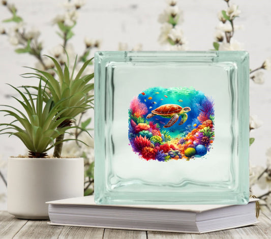 Sea Turtle 2 Glass Block Decal