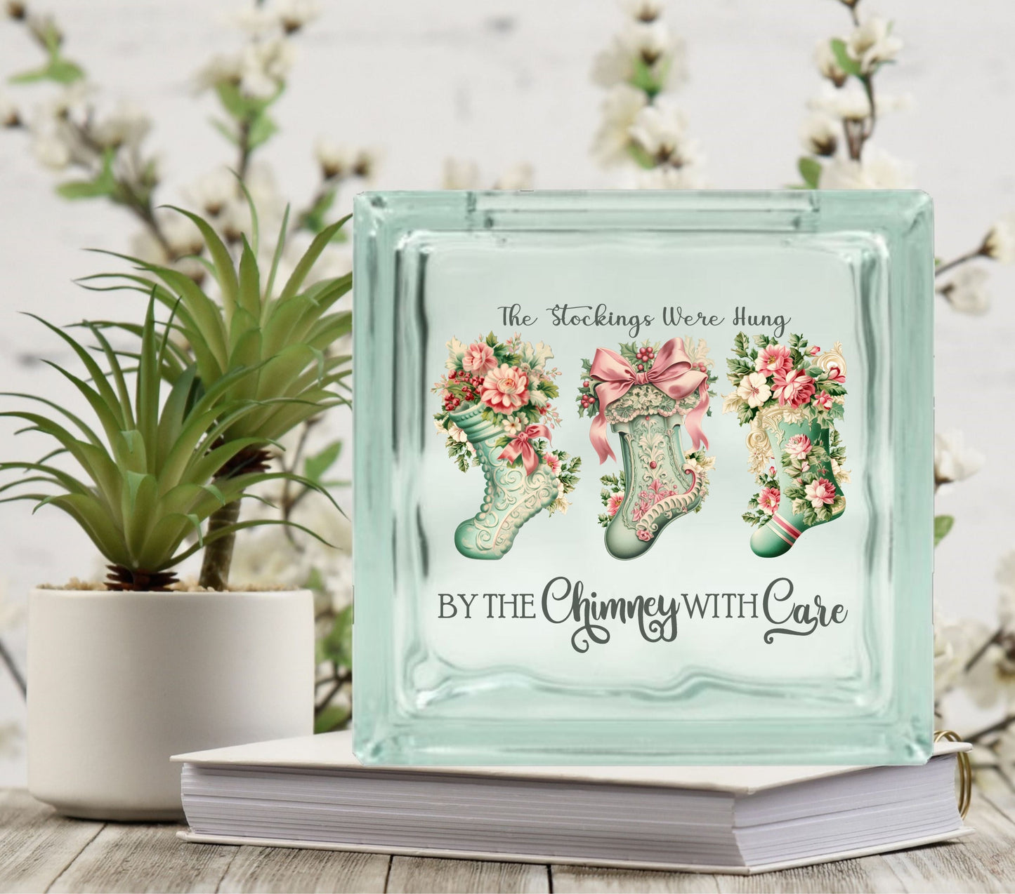 The stocking were hung Glass Block Decal 2 sizes available