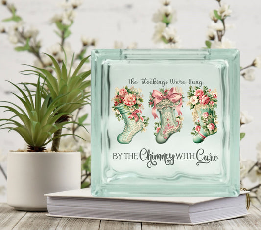 The stocking were hung Glass Block Decal 2 sizes available