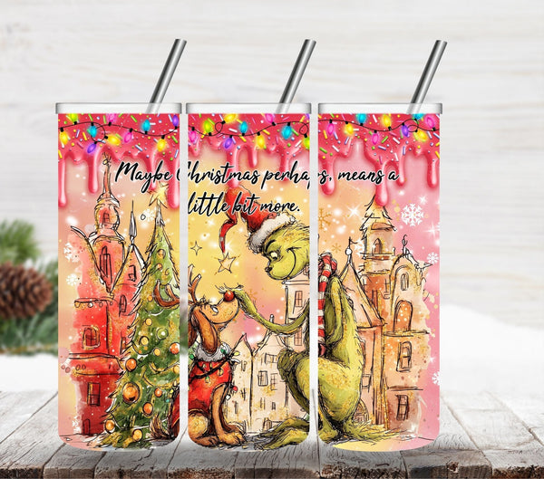 Maybe Christmas Perhaps means a little bit more Max and Grinch vinyl tumbler wraps