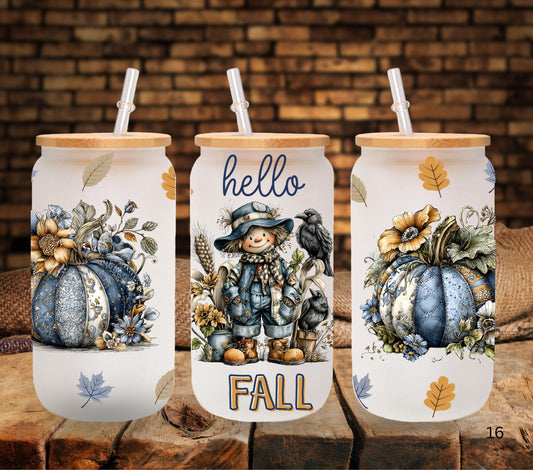 Hello Fall Denim UV DTF Libbey wrap