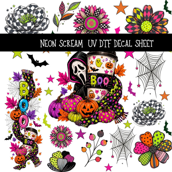 Neon Scream UV DTF Decal sheets