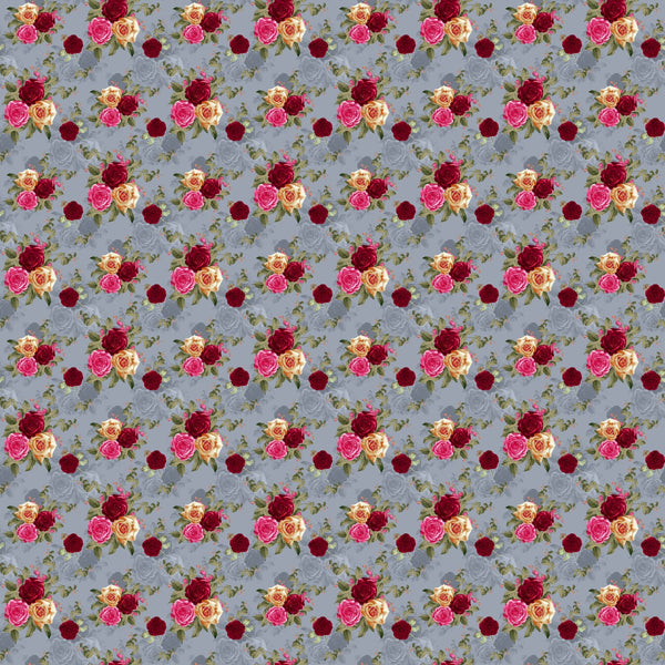 Vibrant Blooms on Gray - Adhesive Vinyl 12x12 Sheet