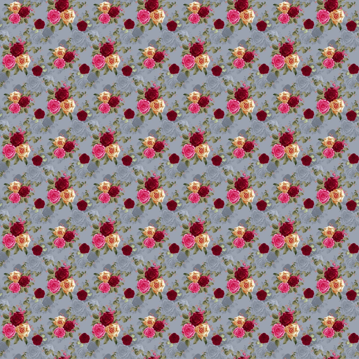 Vibrant Blooms on Gray - Adhesive Vinyl 12x12 Sheet