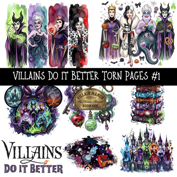 Villains Torn Pages UV DTF Decal sheets 2 designs available