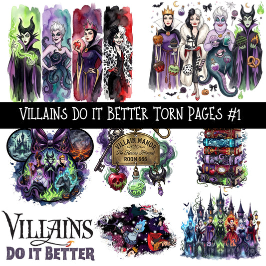 Villains Torn Pages UV DTF Decal sheets 2 designs available