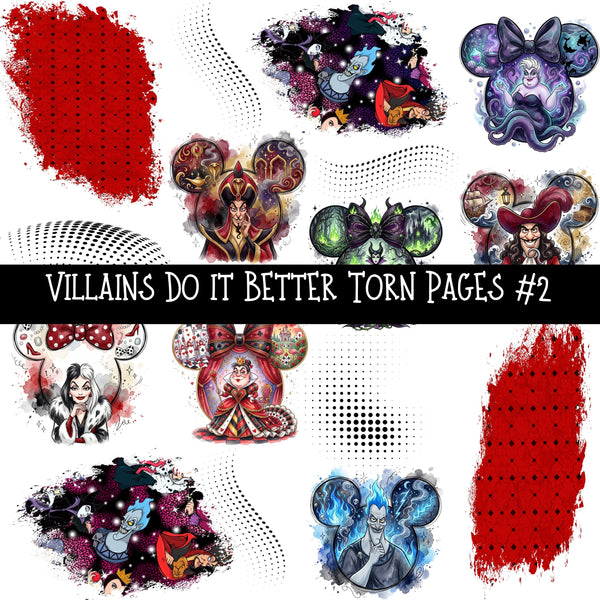 Villains Torn Pages UV DTF Decal sheets 2 designs available