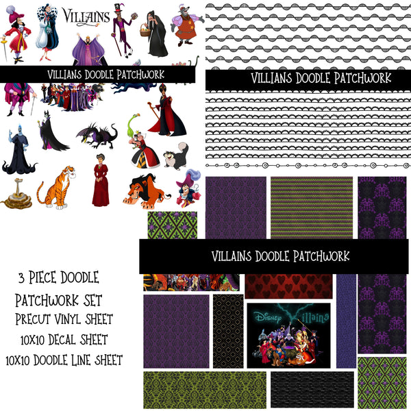 Villains Doodle Patchwork Set