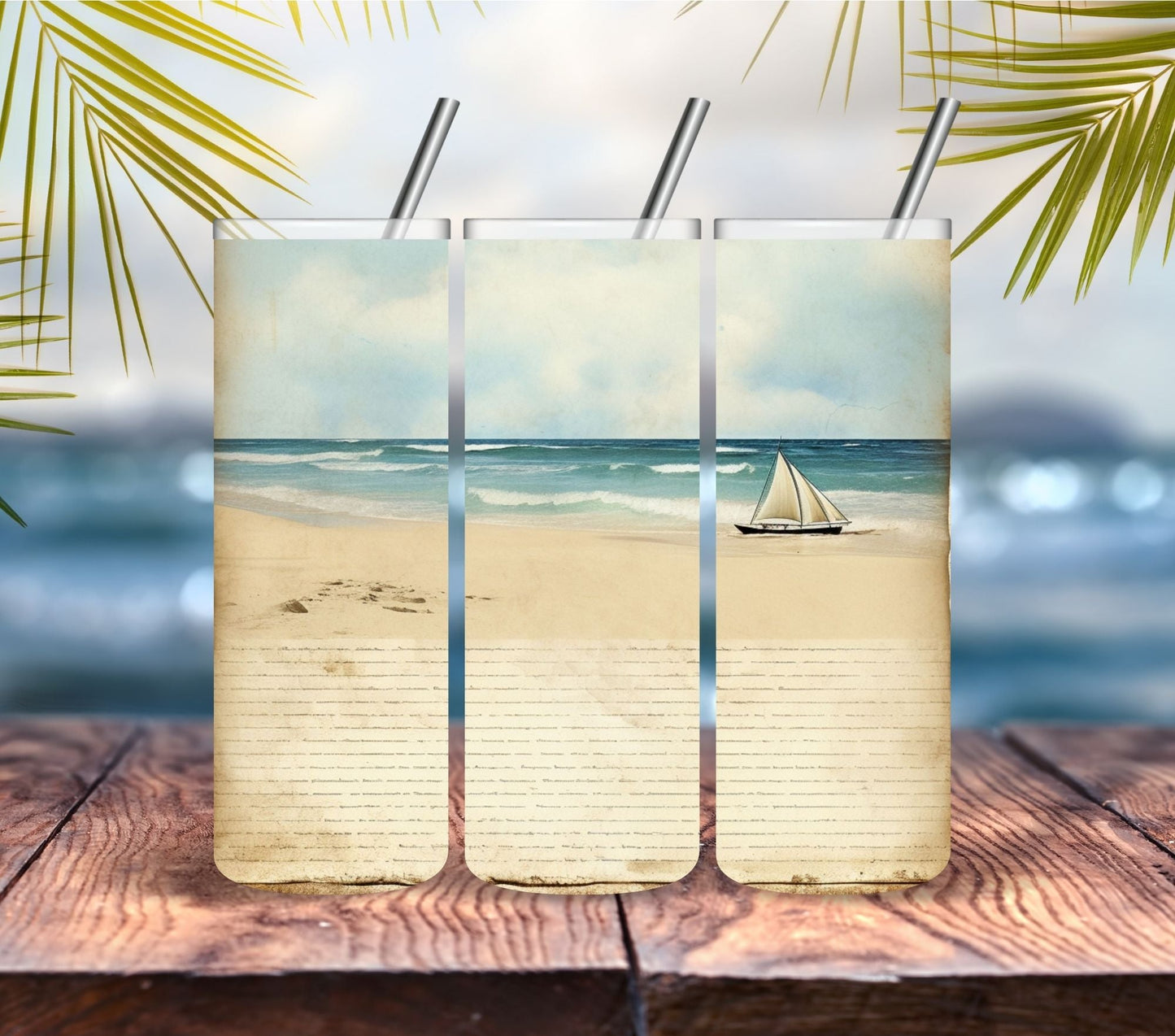 Vintage Beach - Adhesive Vinyl Wrap - 6 Designs