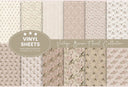 Vintage Brown Floral Collection - Adhesive Vinyl 12x12 Sheet - 12 Designs available