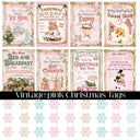 Vintage Pink Christmas Tags UV DTF Decal Sheet