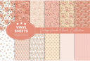 Vintage Peach Floral Collection - Adhesive Vinyl 12x12 Sheet - 12 Designs available