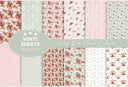 Vintage Pink Floral Collection - Adhesive Vinyl 12x12 Sheet - 12 Designs