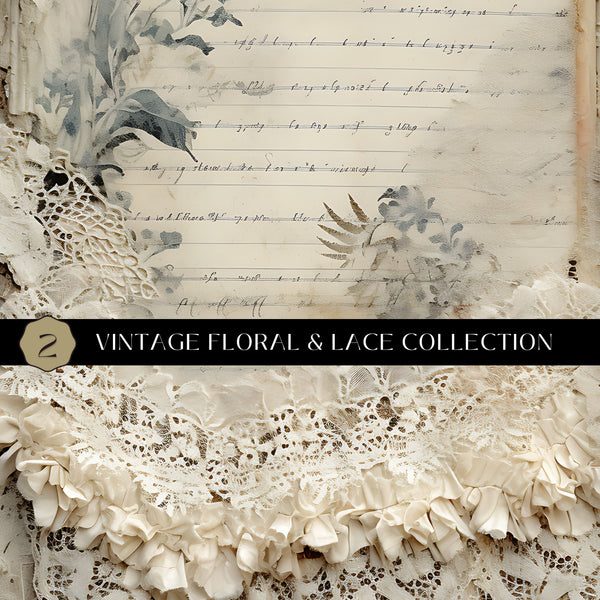 Vintage floral and lace Vinyl collection- 12x12 vinyl sheets-6 designs available