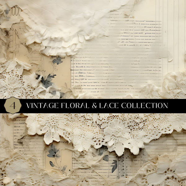 Vintage floral and lace Vinyl collection- 12x12 vinyl sheets-6 designs available