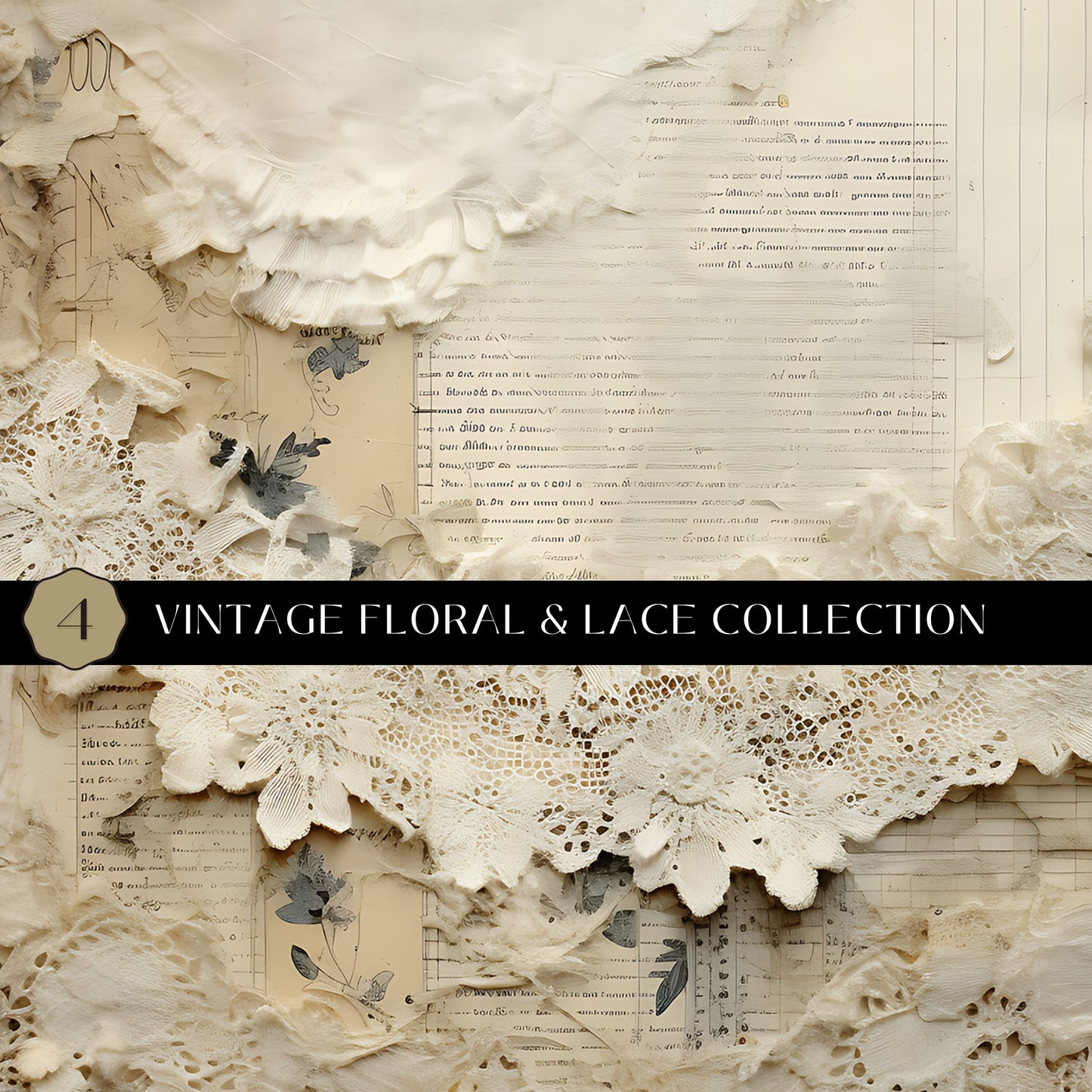 Vintage floral and lace Vinyl collection- 12x12 vinyl sheets-6 designs available