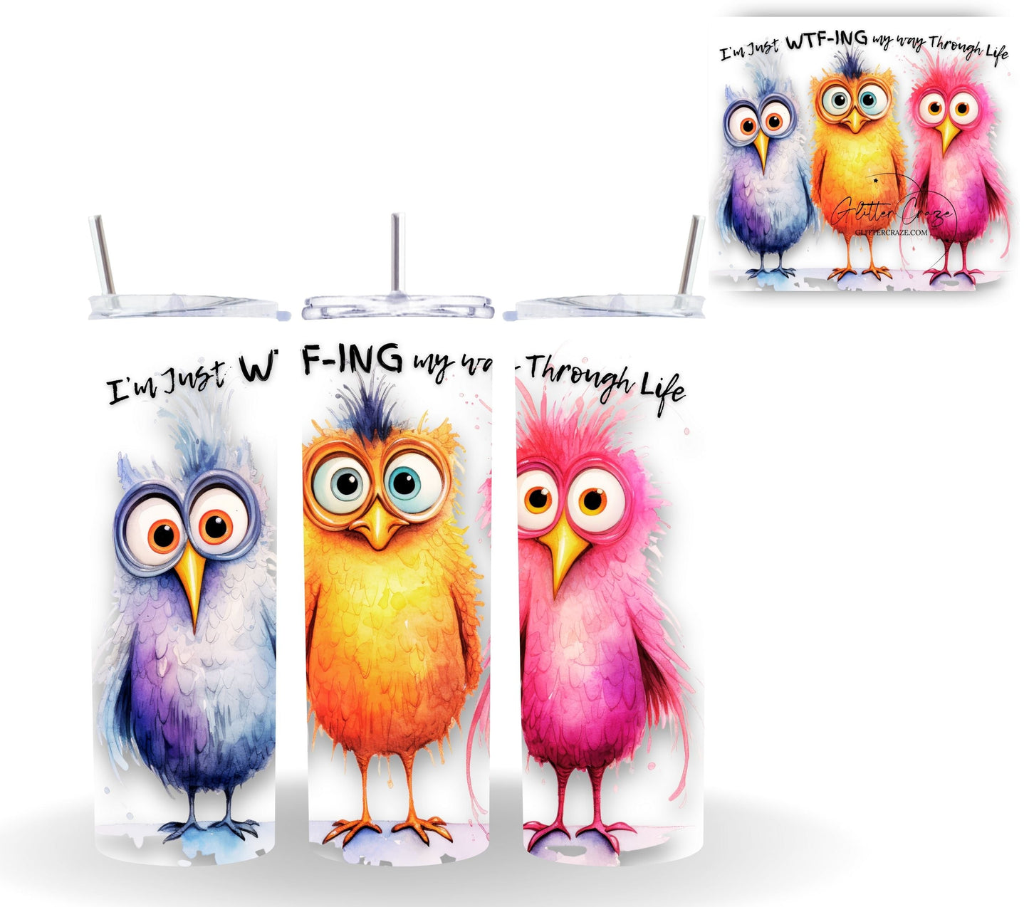 Crazy Birds - Adhesive Vinyl Wrap - 18 Designs