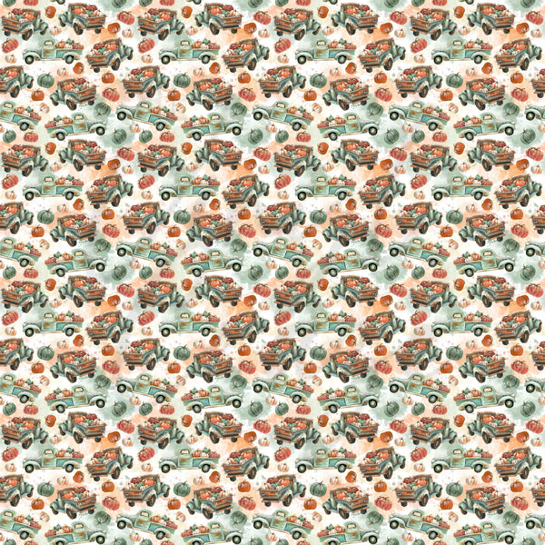 Watercolor Pumpkin Trucks - Adhesive Vinyl Sheets