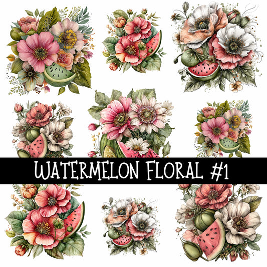 Watermelon Floral Collection UV Decal sheets 5 to choose from