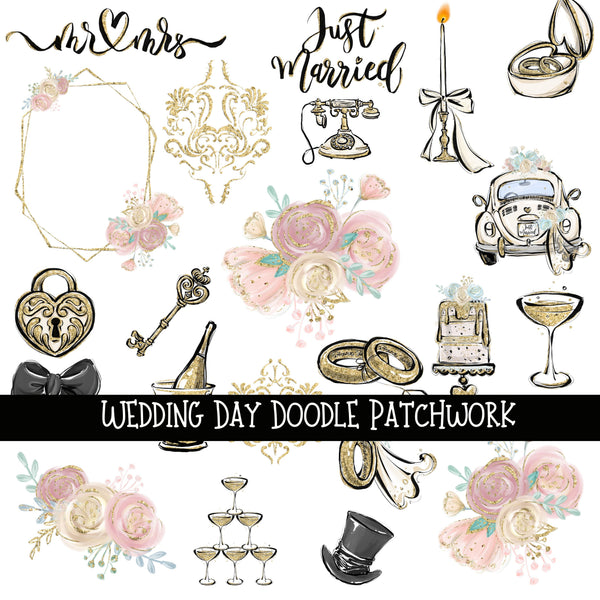 Wedding Day Doodle Patchwork Set