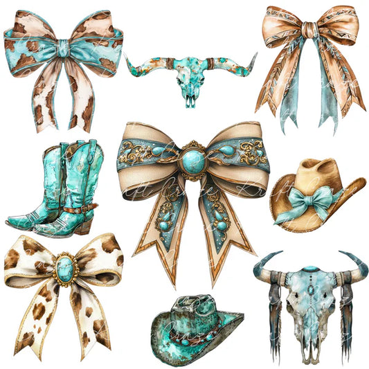 Western Bows UV DTF Decal sheet