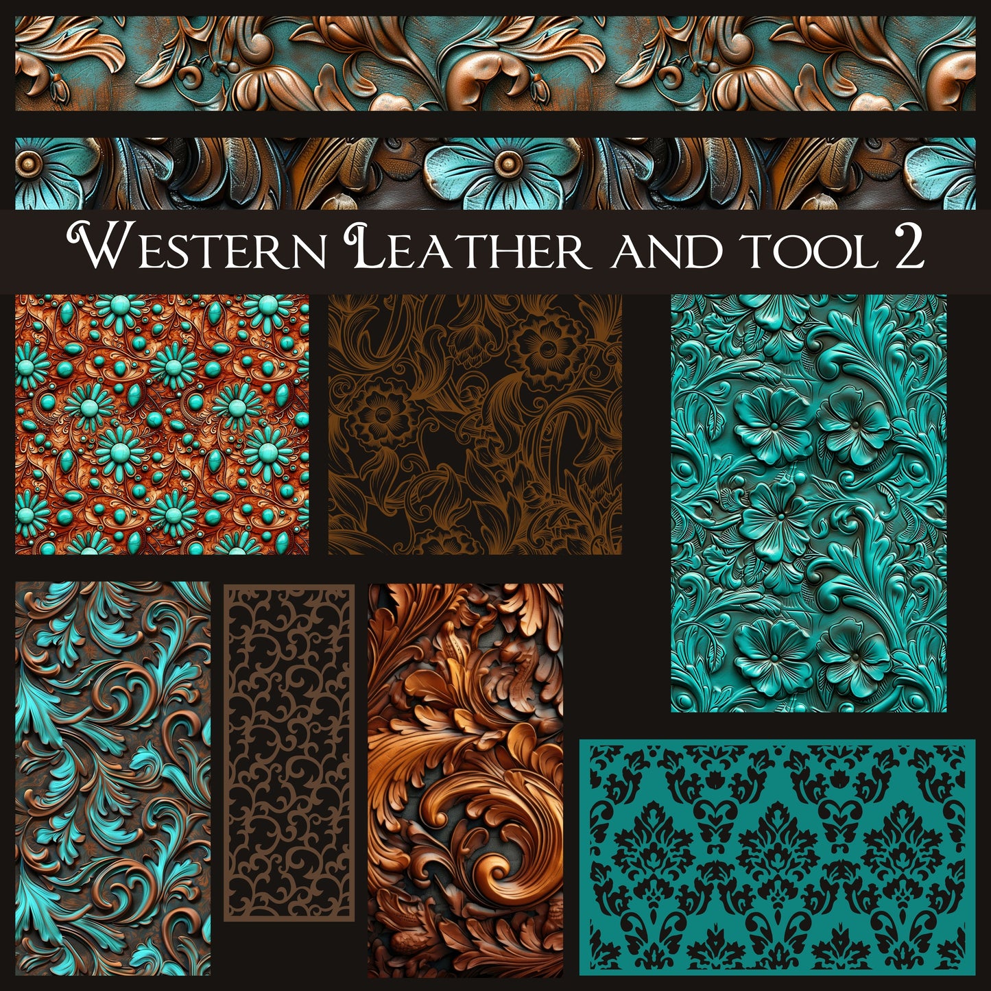 Western Leather and Tool UV DTF Decal Sheets 3 design options