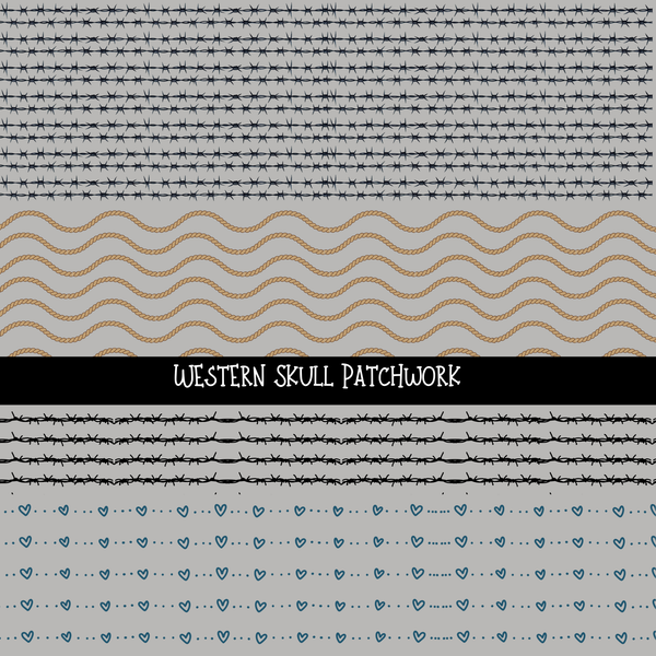 Western Skull Doodle Patchwork Set