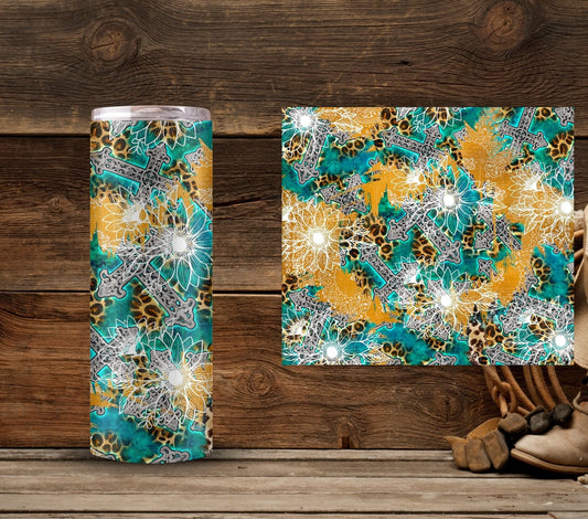 Western Cross and Bandana Vinyl Tumbler wraps