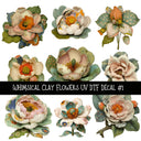 Whimsical Clay Flowers UV DTF Decal sheets 2 Design Options