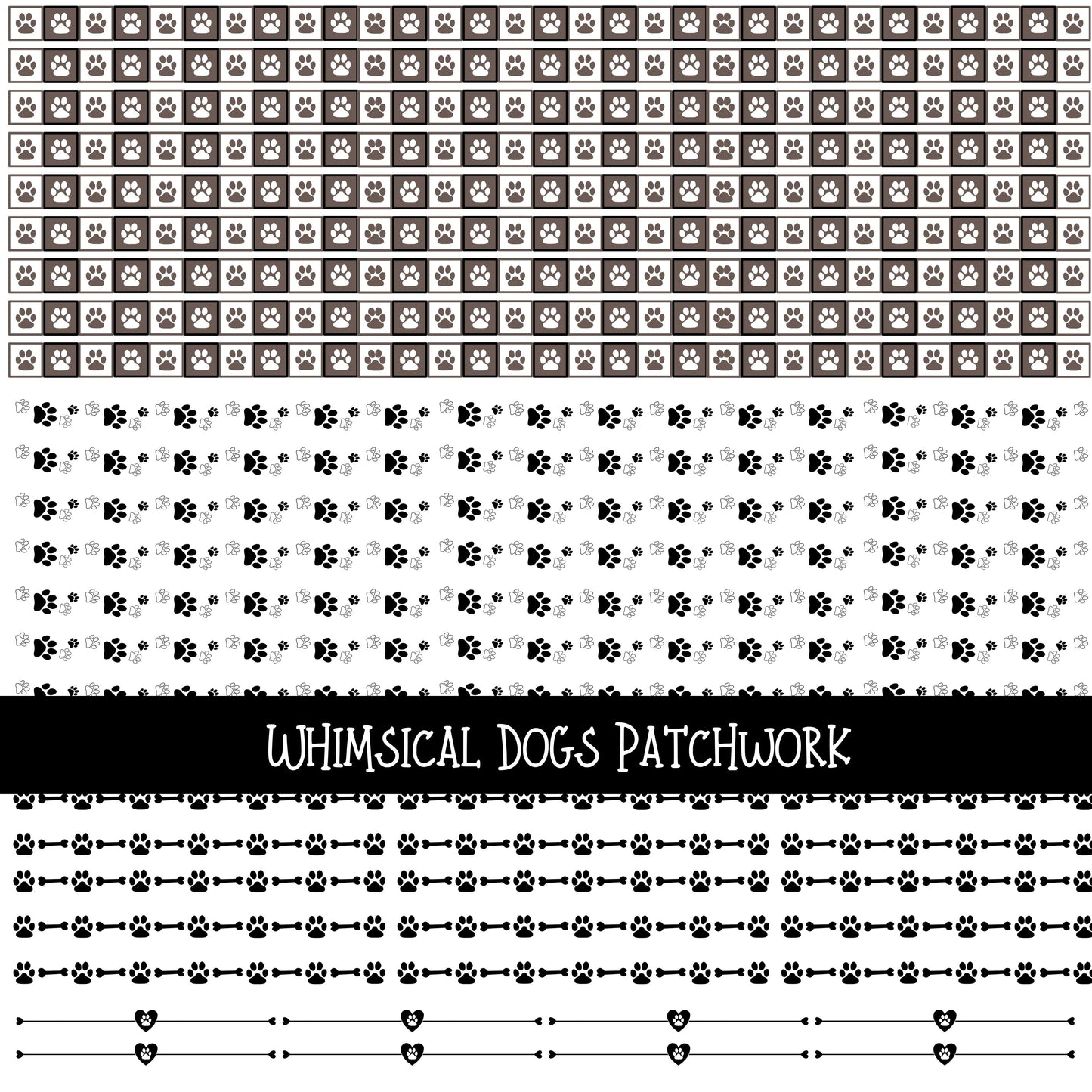 Whimsical Dogs Doodle Patchwork Set