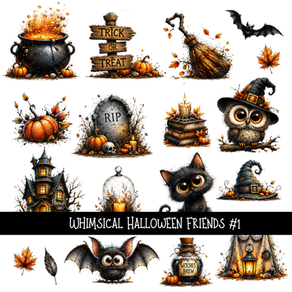 Whimsical Halloween Friends - UV DTF Decal sheets 2 options
