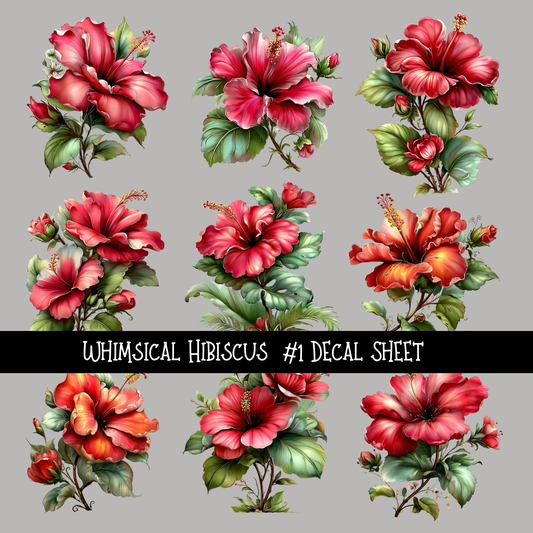 Whimsical Hibiscus  - UV DTF Decal sheets